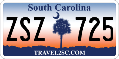 SC license plate ZSZ725