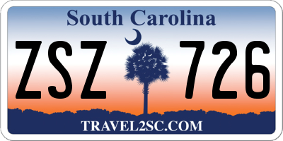 SC license plate ZSZ726