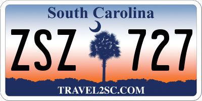 SC license plate ZSZ727