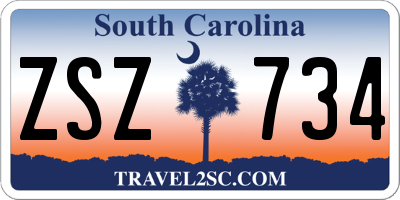 SC license plate ZSZ734