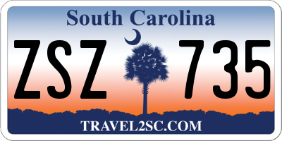 SC license plate ZSZ735