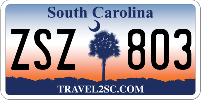 SC license plate ZSZ803