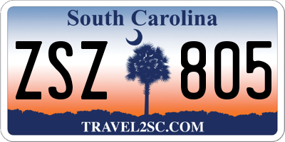 SC license plate ZSZ805
