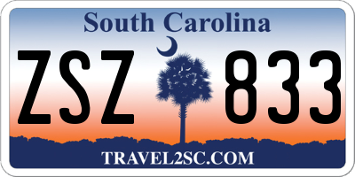 SC license plate ZSZ833
