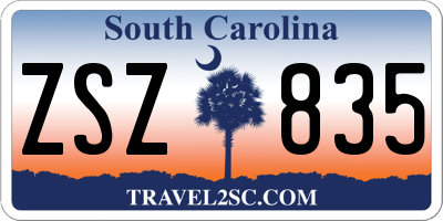 SC license plate ZSZ835