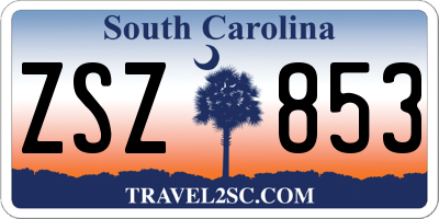 SC license plate ZSZ853