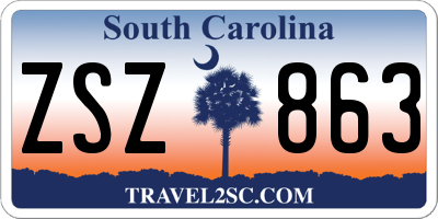 SC license plate ZSZ863
