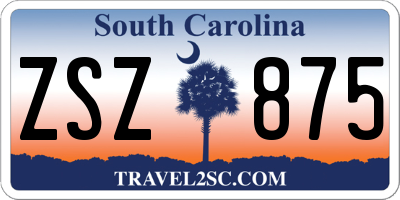 SC license plate ZSZ875