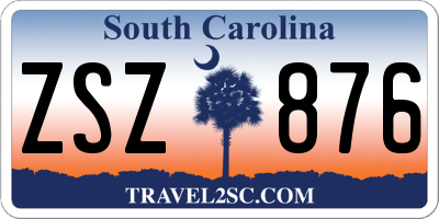 SC license plate ZSZ876