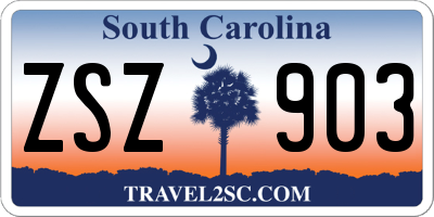 SC license plate ZSZ903
