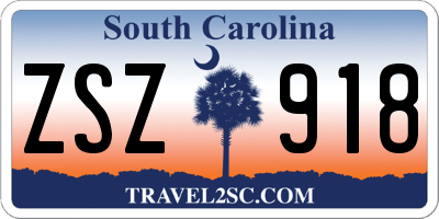 SC license plate ZSZ918