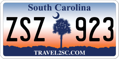 SC license plate ZSZ923
