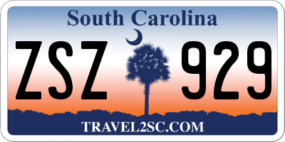 SC license plate ZSZ929