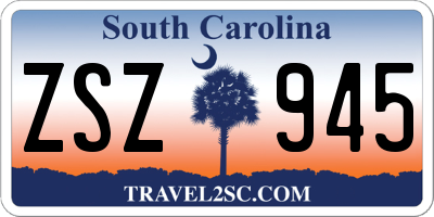 SC license plate ZSZ945