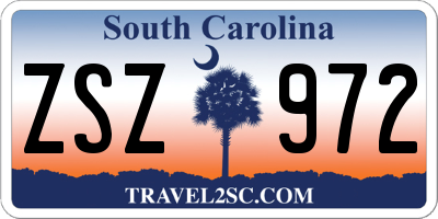 SC license plate ZSZ972