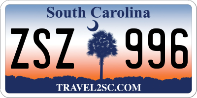 SC license plate ZSZ996
