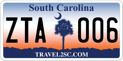 SC license plate ZTA006