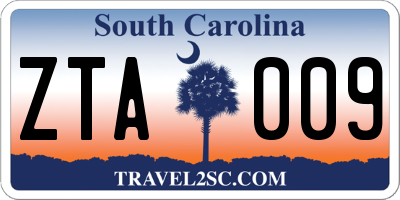 SC license plate ZTA009