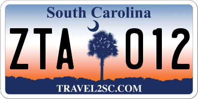 SC license plate ZTA012
