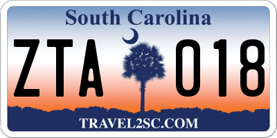 SC license plate ZTA018