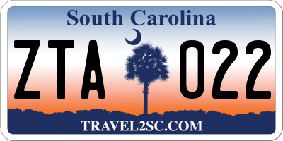 SC license plate ZTA022