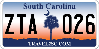 SC license plate ZTA026