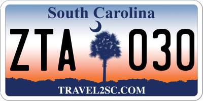 SC license plate ZTA030