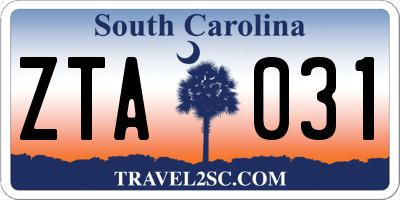 SC license plate ZTA031