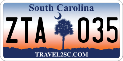 SC license plate ZTA035