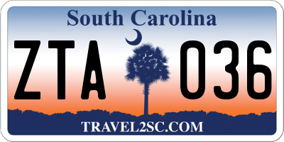 SC license plate ZTA036