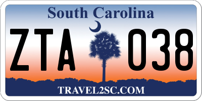SC license plate ZTA038