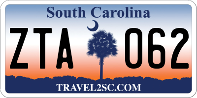 SC license plate ZTA062