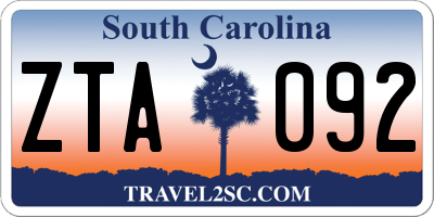 SC license plate ZTA092