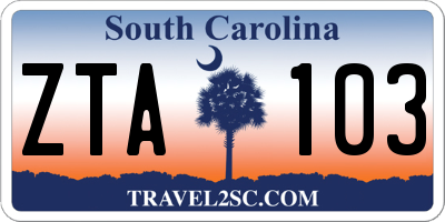 SC license plate ZTA103