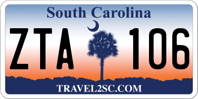 SC license plate ZTA106