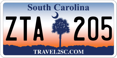 SC license plate ZTA205