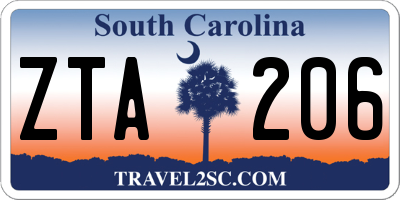 SC license plate ZTA206