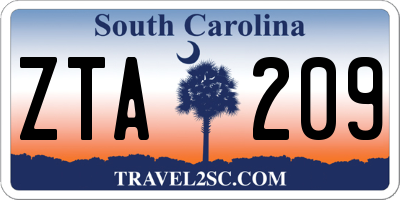 SC license plate ZTA209