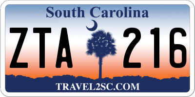 SC license plate ZTA216