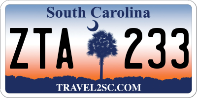 SC license plate ZTA233
