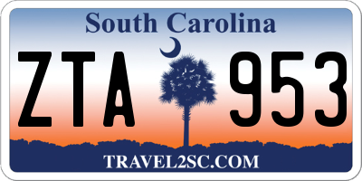 SC license plate ZTA953