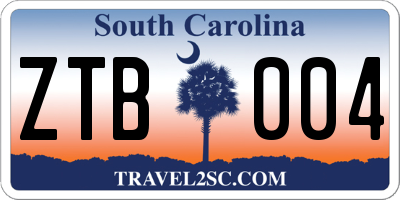 SC license plate ZTB004