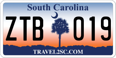 SC license plate ZTB019