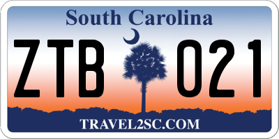 SC license plate ZTB021