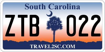 SC license plate ZTB022