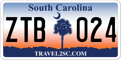 SC license plate ZTB024