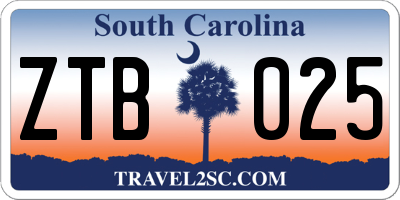 SC license plate ZTB025