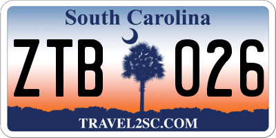 SC license plate ZTB026