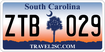 SC license plate ZTB029