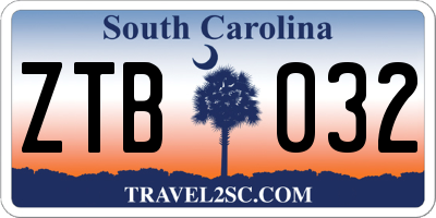 SC license plate ZTB032